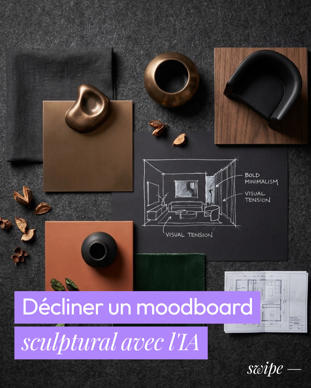 Decliner un moodboard sculptural avec l'IA