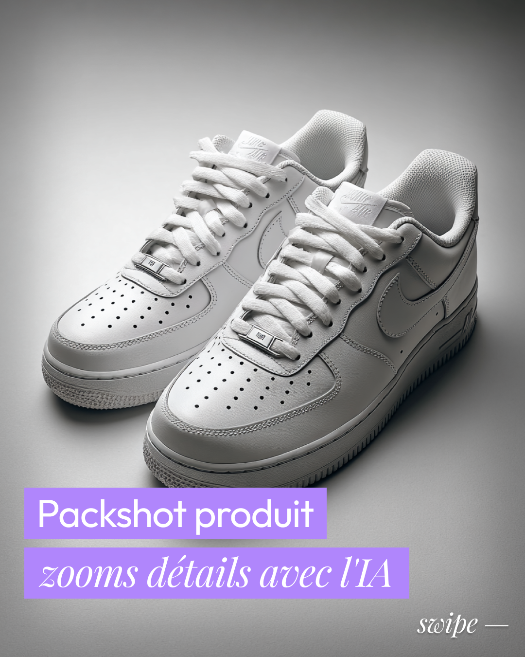 Packshot produit zooms details avec l'IA